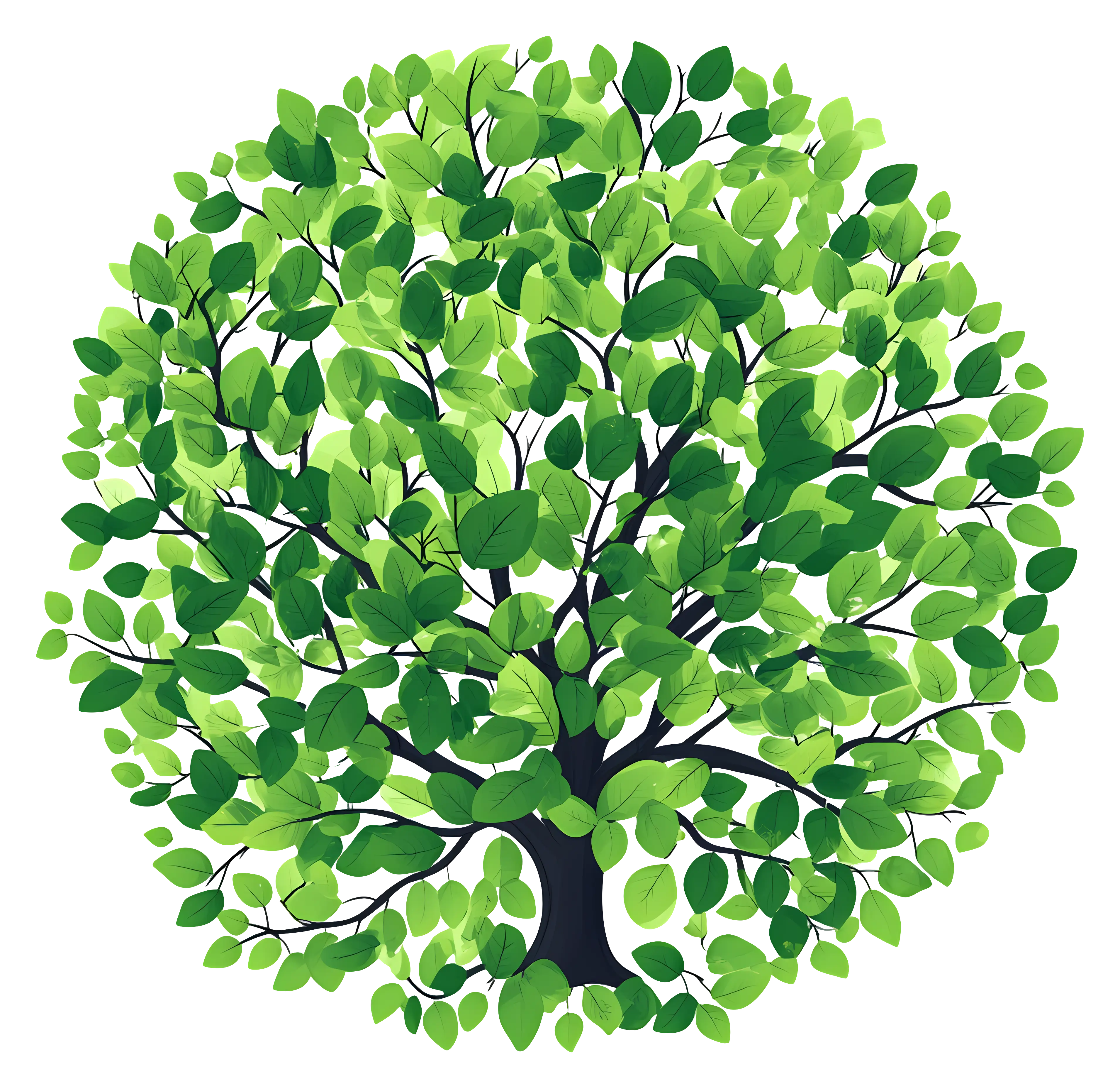 Green Tree Illustration with Dense Foliage