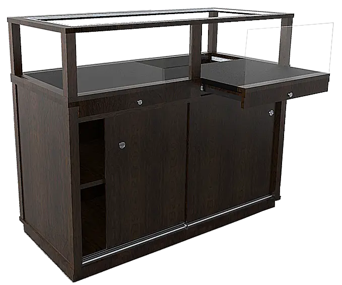 Wooden Display Cabinet with Glass Top