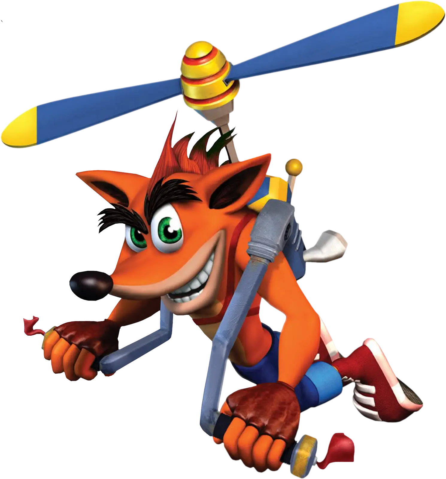 Cartoon Character Flying with Propeller Gear