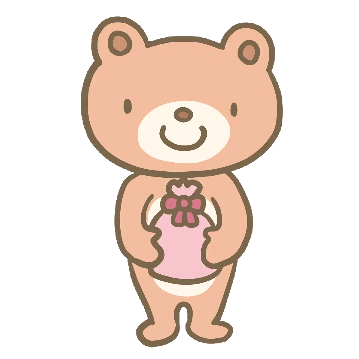 Cute Bear Holding Pink Gift Illustration