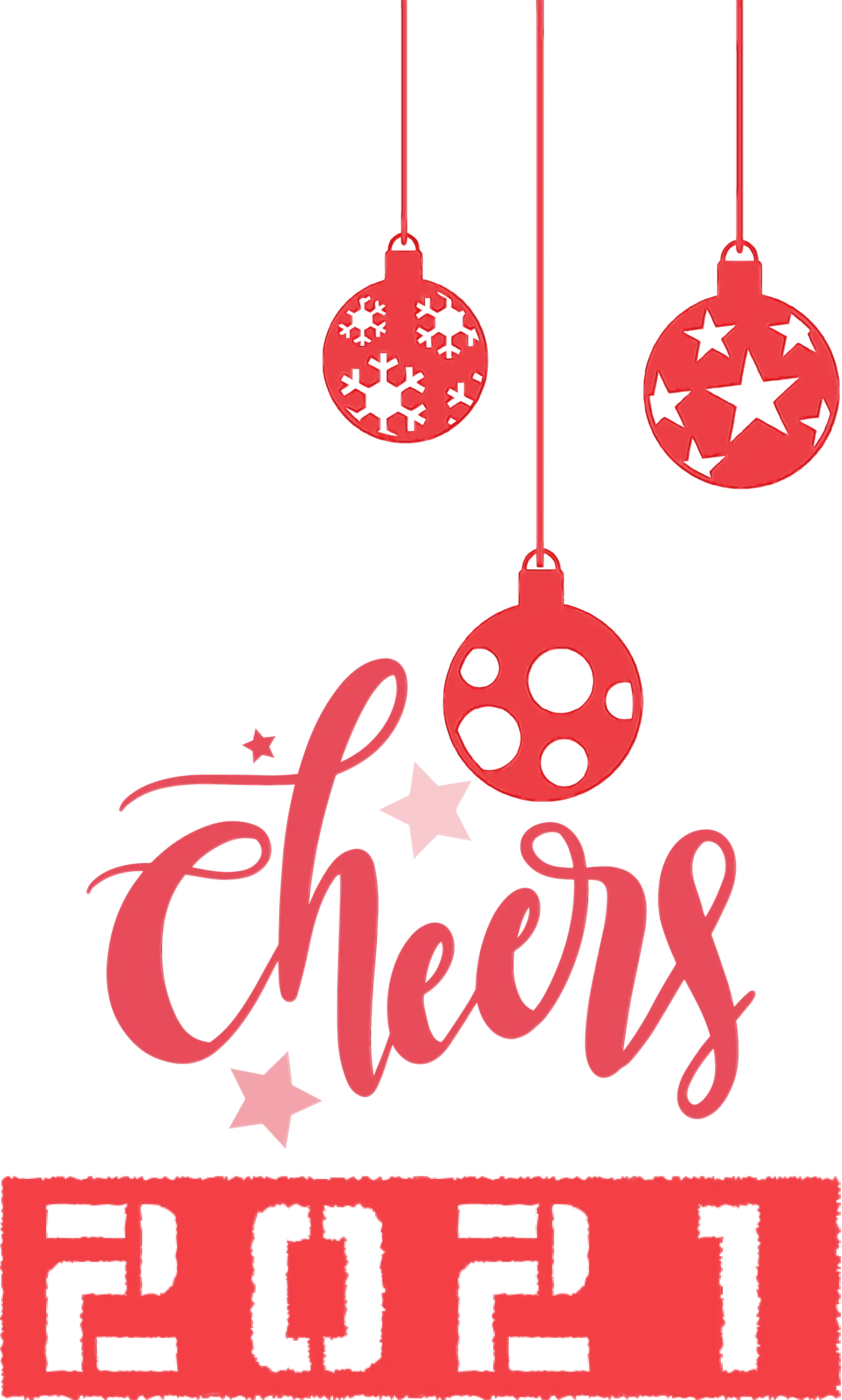 Cheers 2021 Design with Festive Ornaments