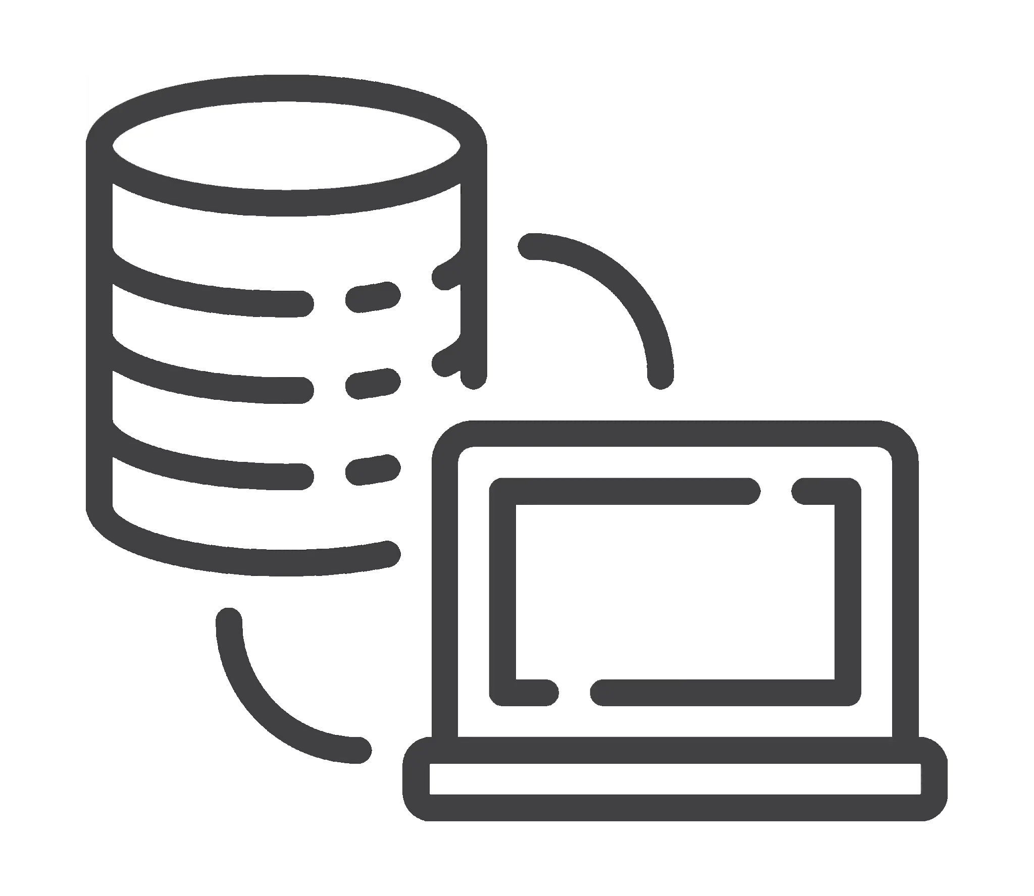 Database And Laptop Icon Symbol