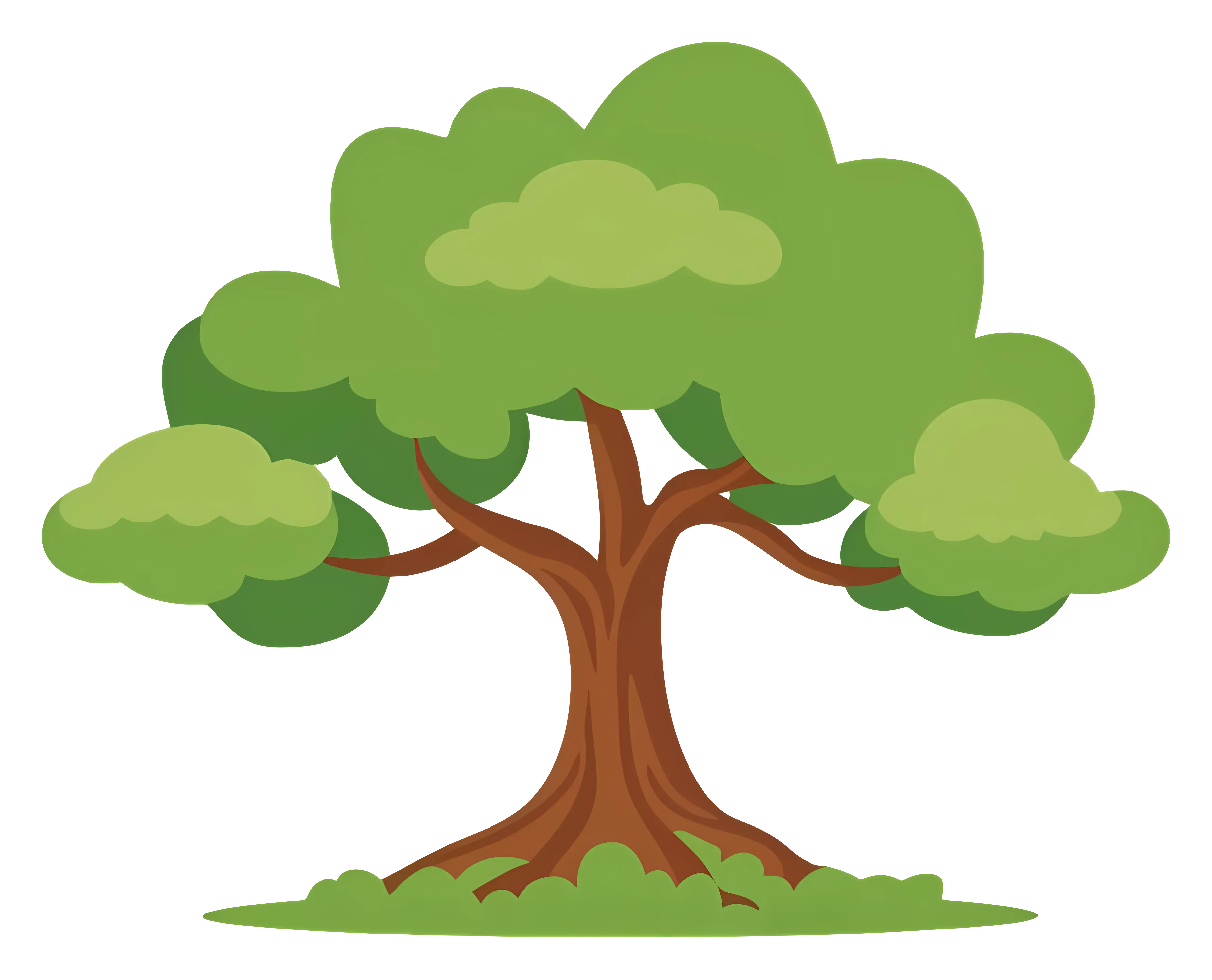 Lush Green Tree in Cartoon Style