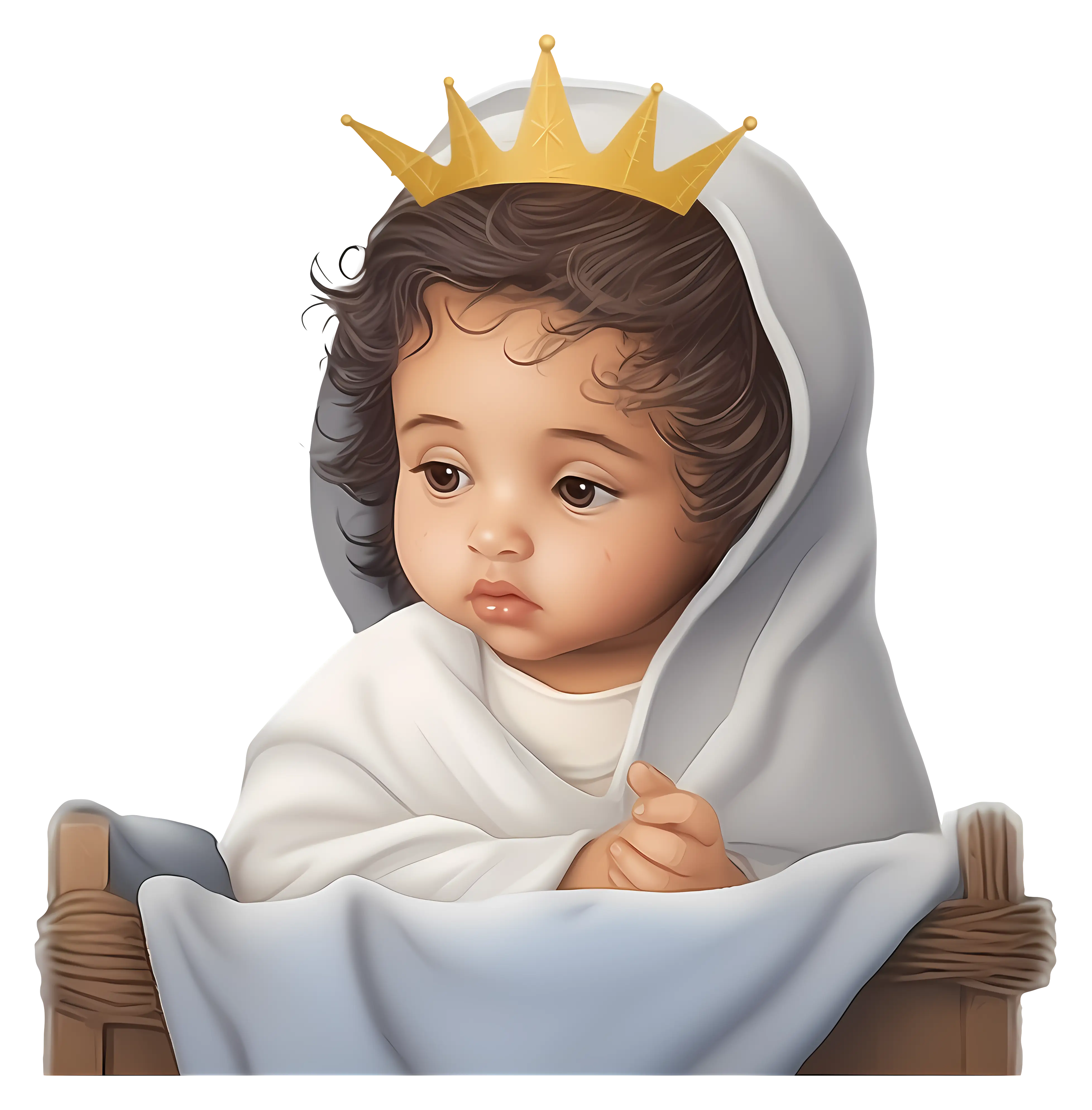 Baby with Crown in Cradle