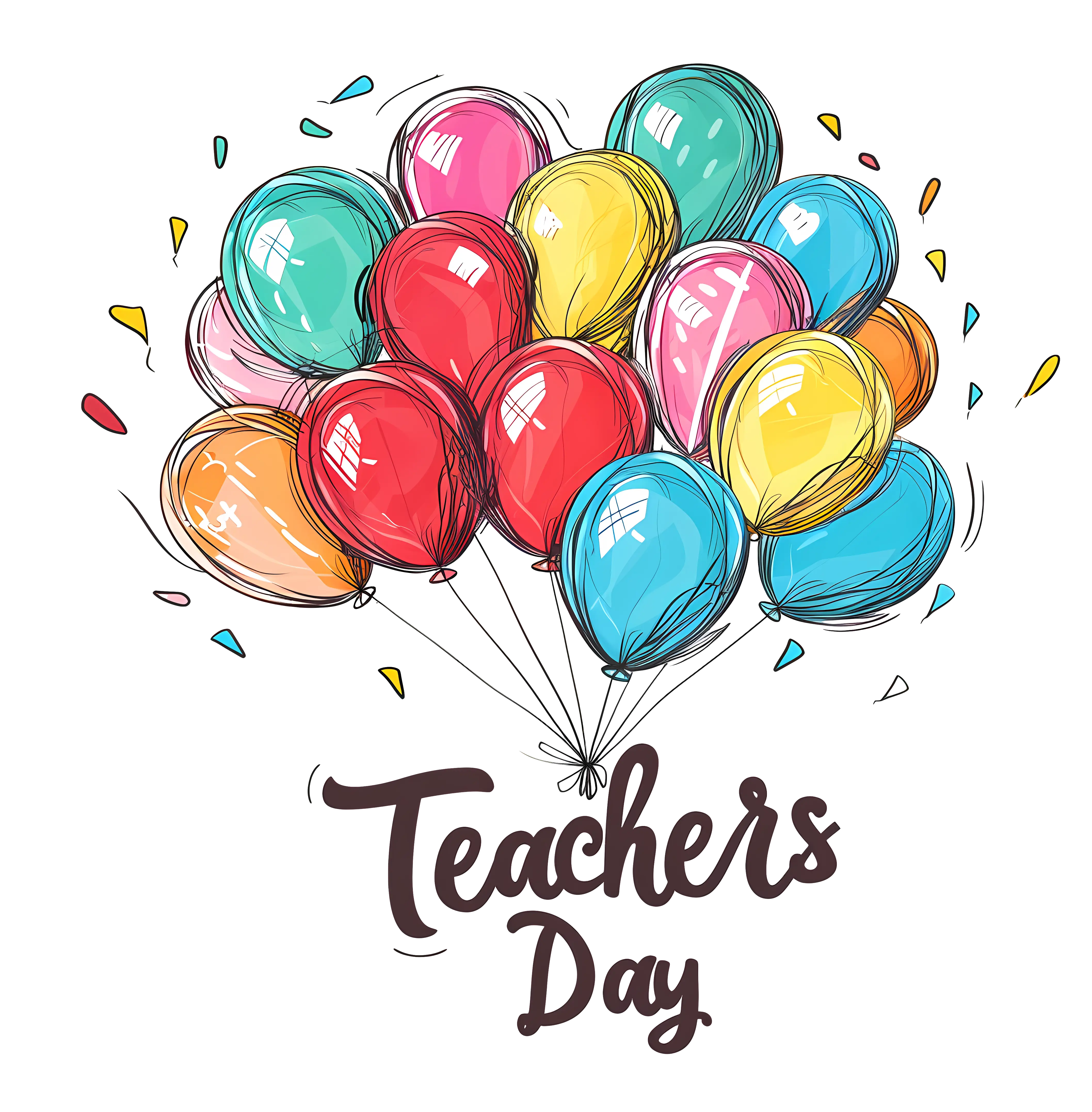 Colorful Balloons Artwork for Teacher&#039;s Day Celebration
