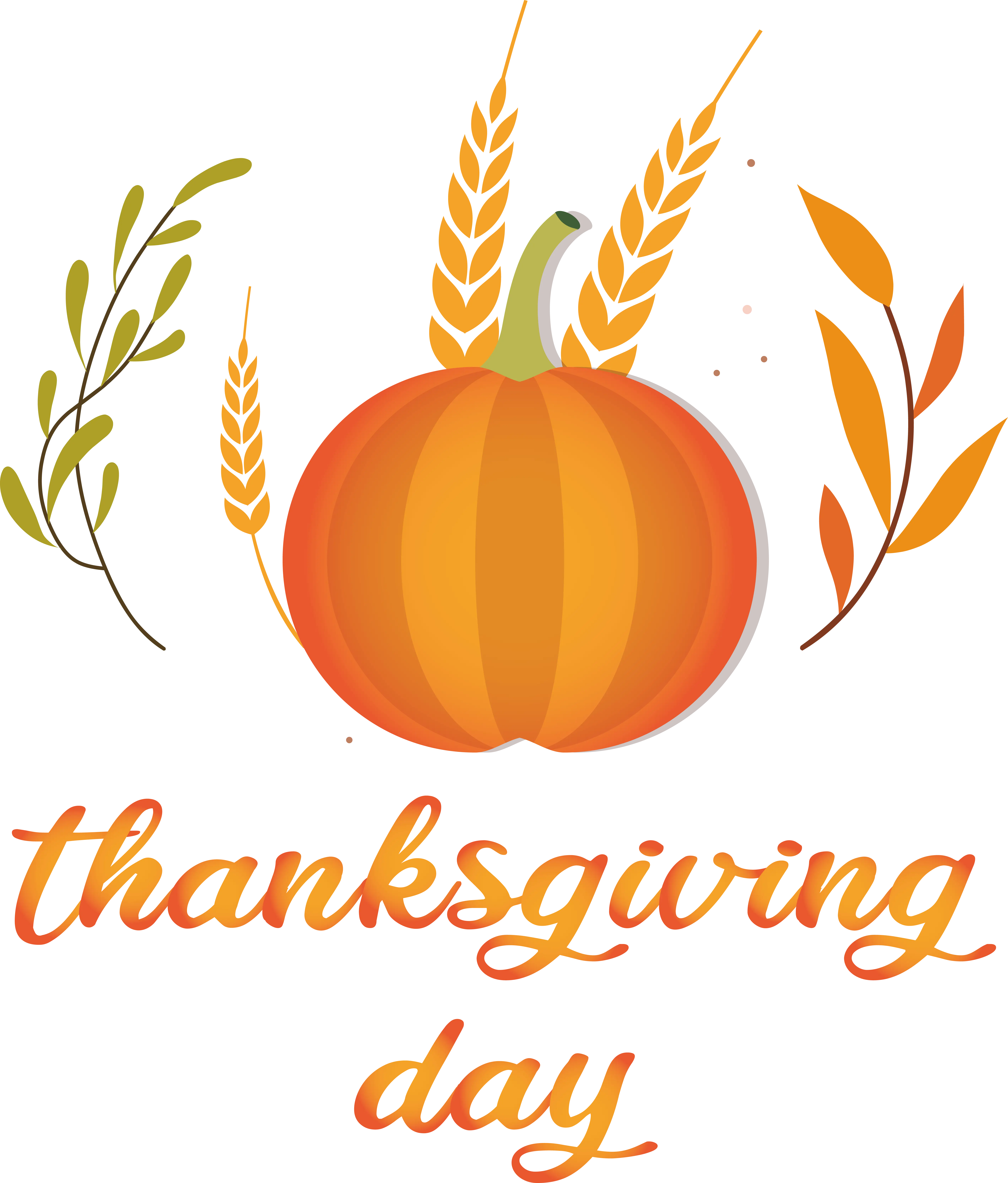 Thanksgiving Day Pumpkin with Wheat Design