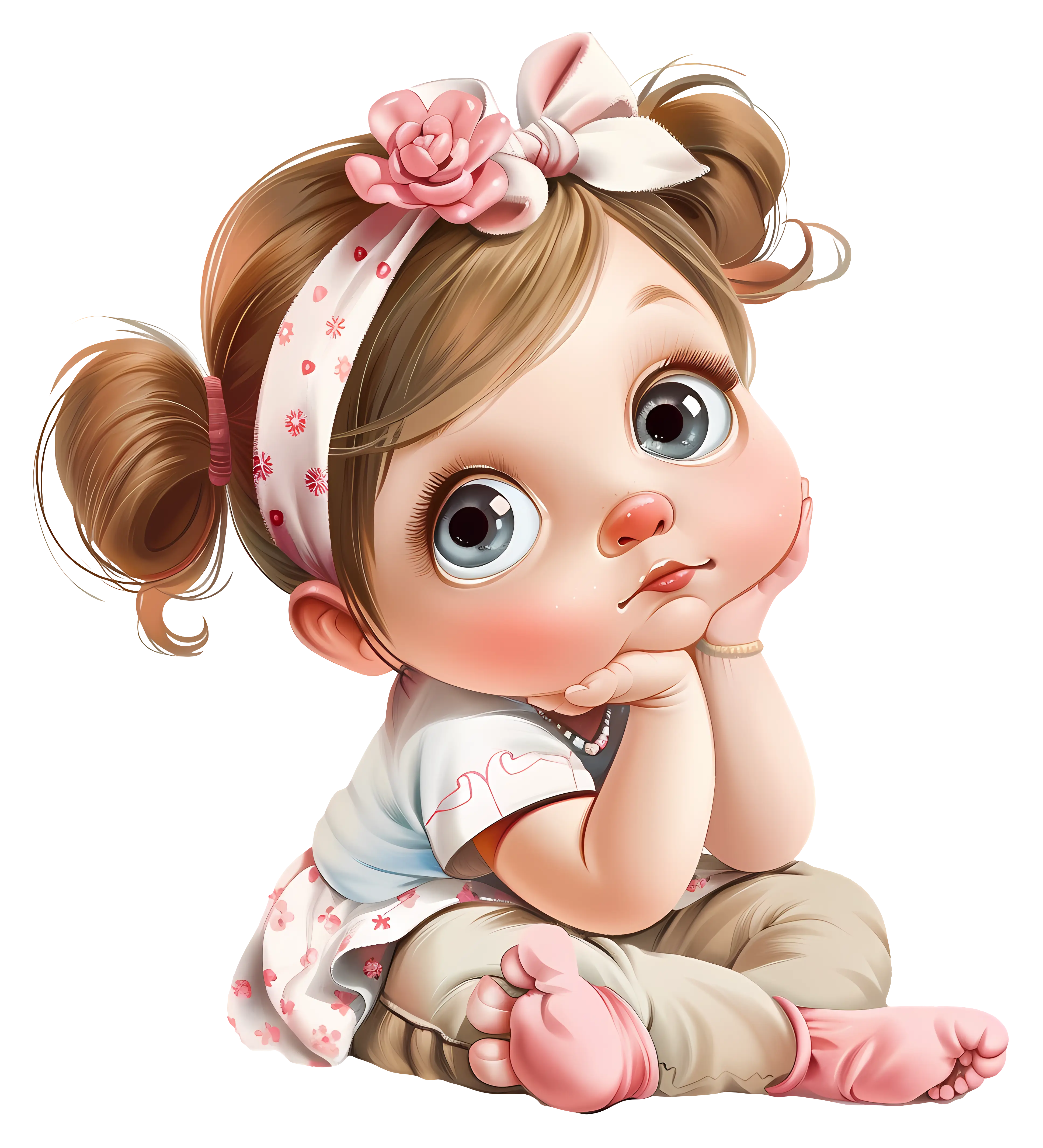 Sweet Little Girl with Adorable Outfit Illustration