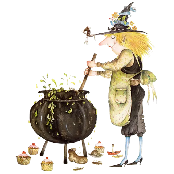 Witch Stirring a Cauldron