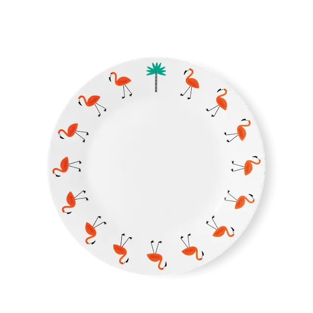 Decorative Plate with Flamingo Design