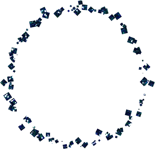 Geometric Circle Frame with Blue Pattern
