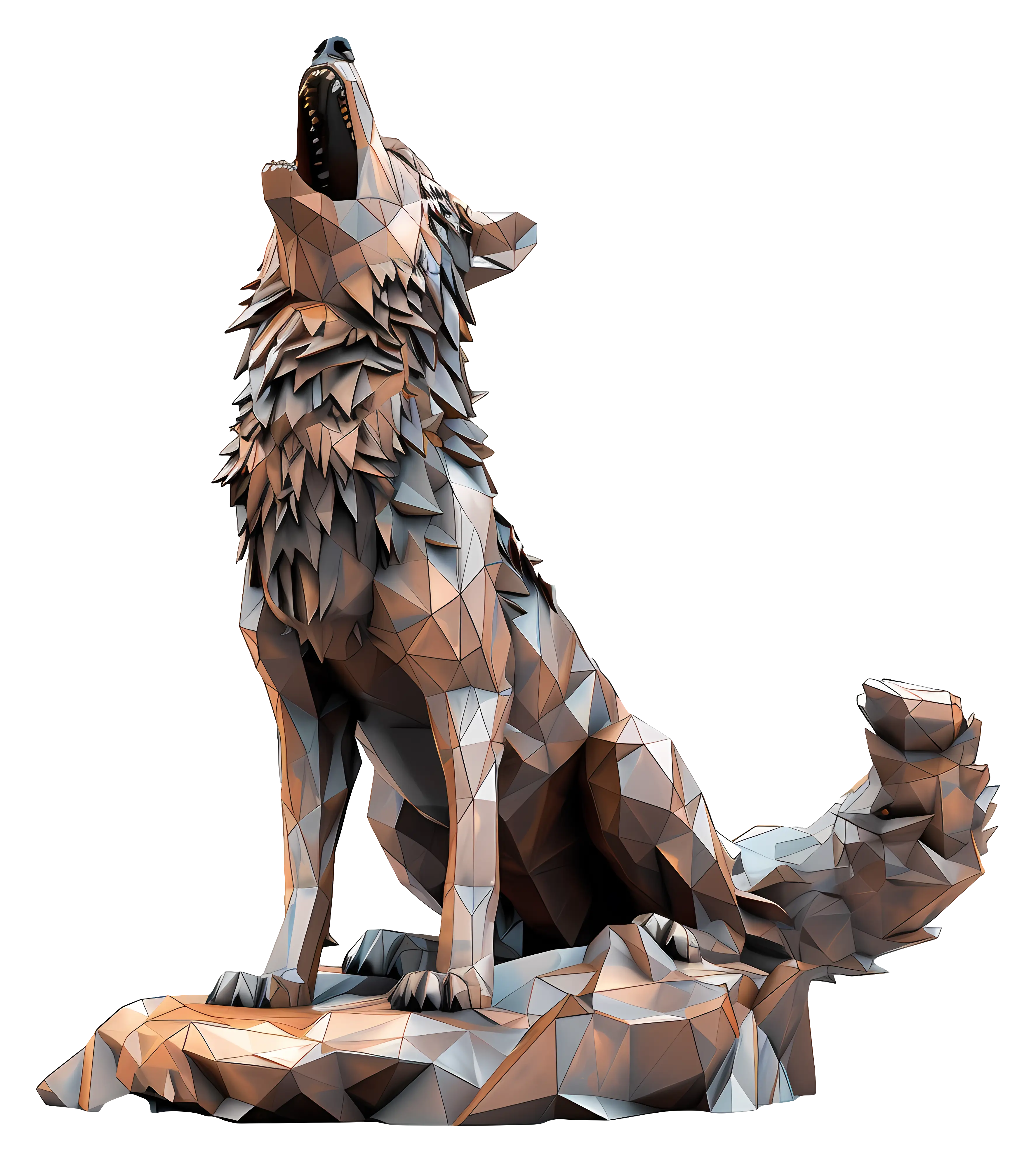 Geometric Wolf Sculpture