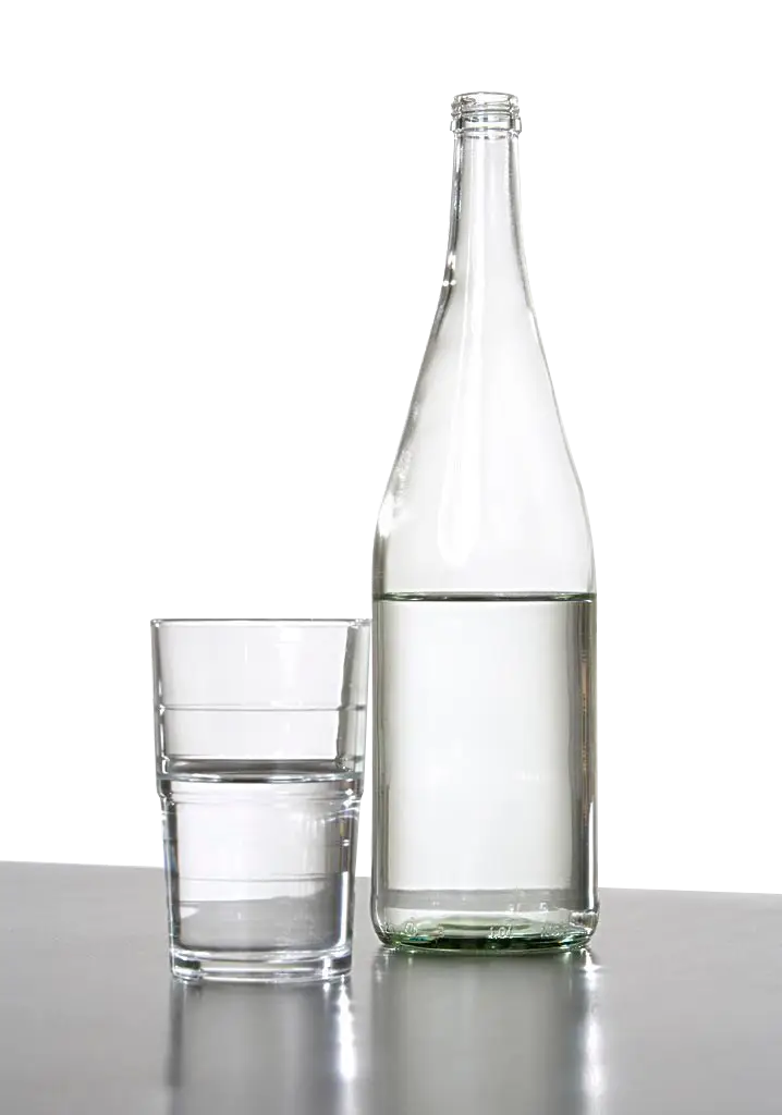 Clear Bottle and Glass of Water