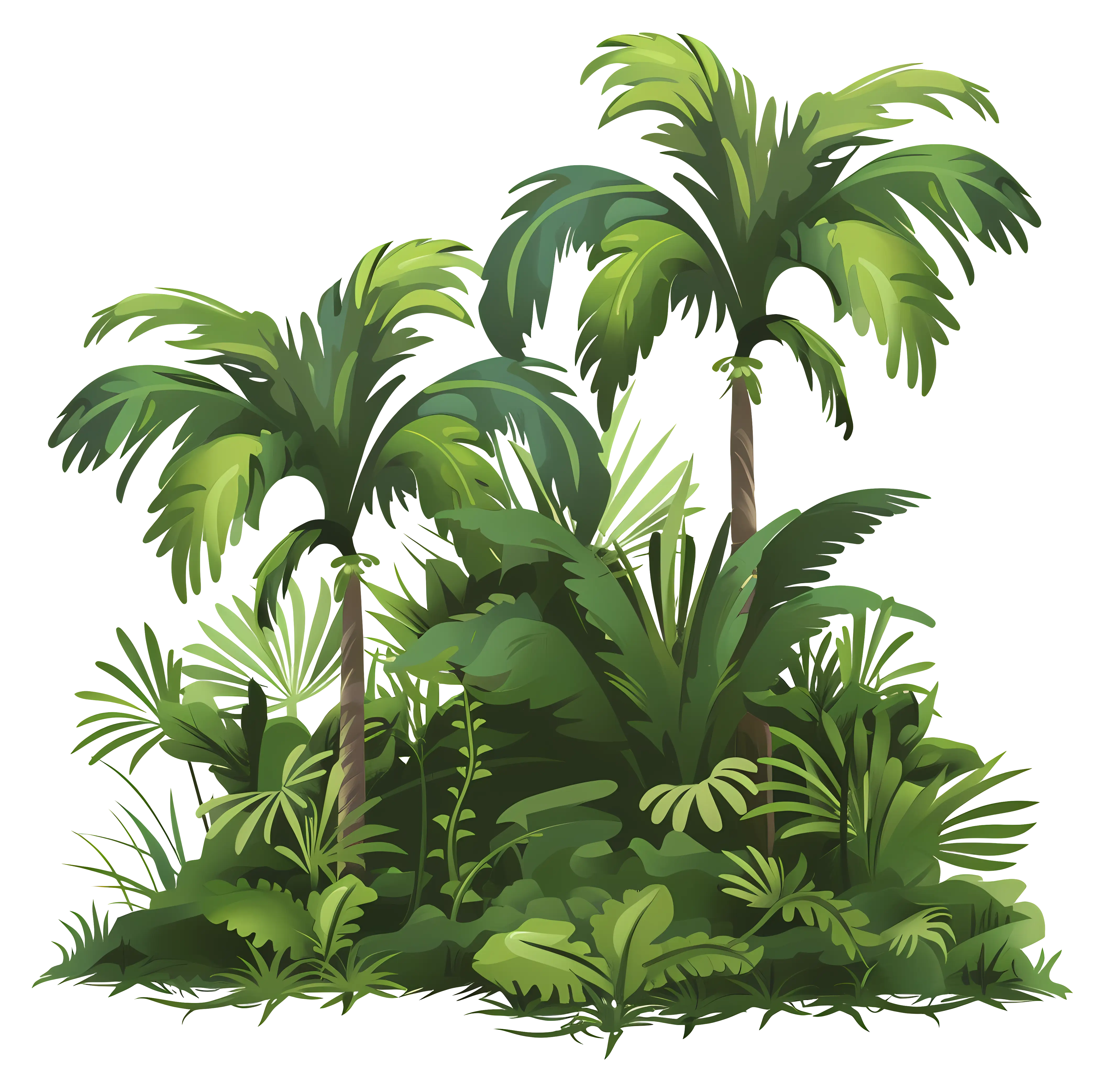 Lush Tropical Foliage in Jungle Environment