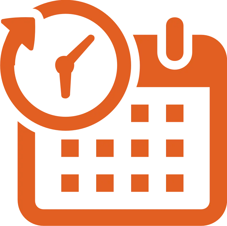 Orange Calendar and Clock Icon