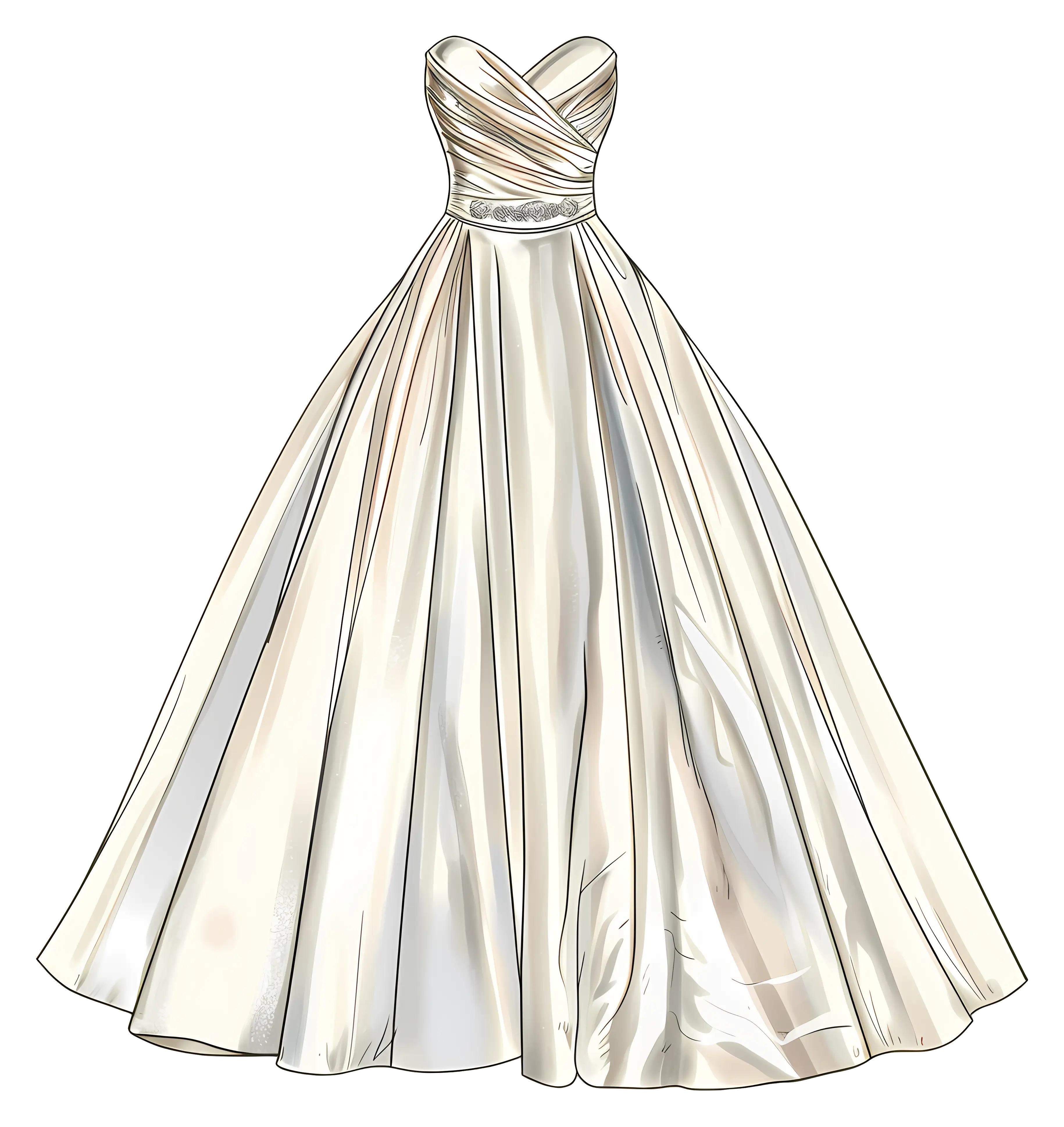 White Bridal Gown Illustration