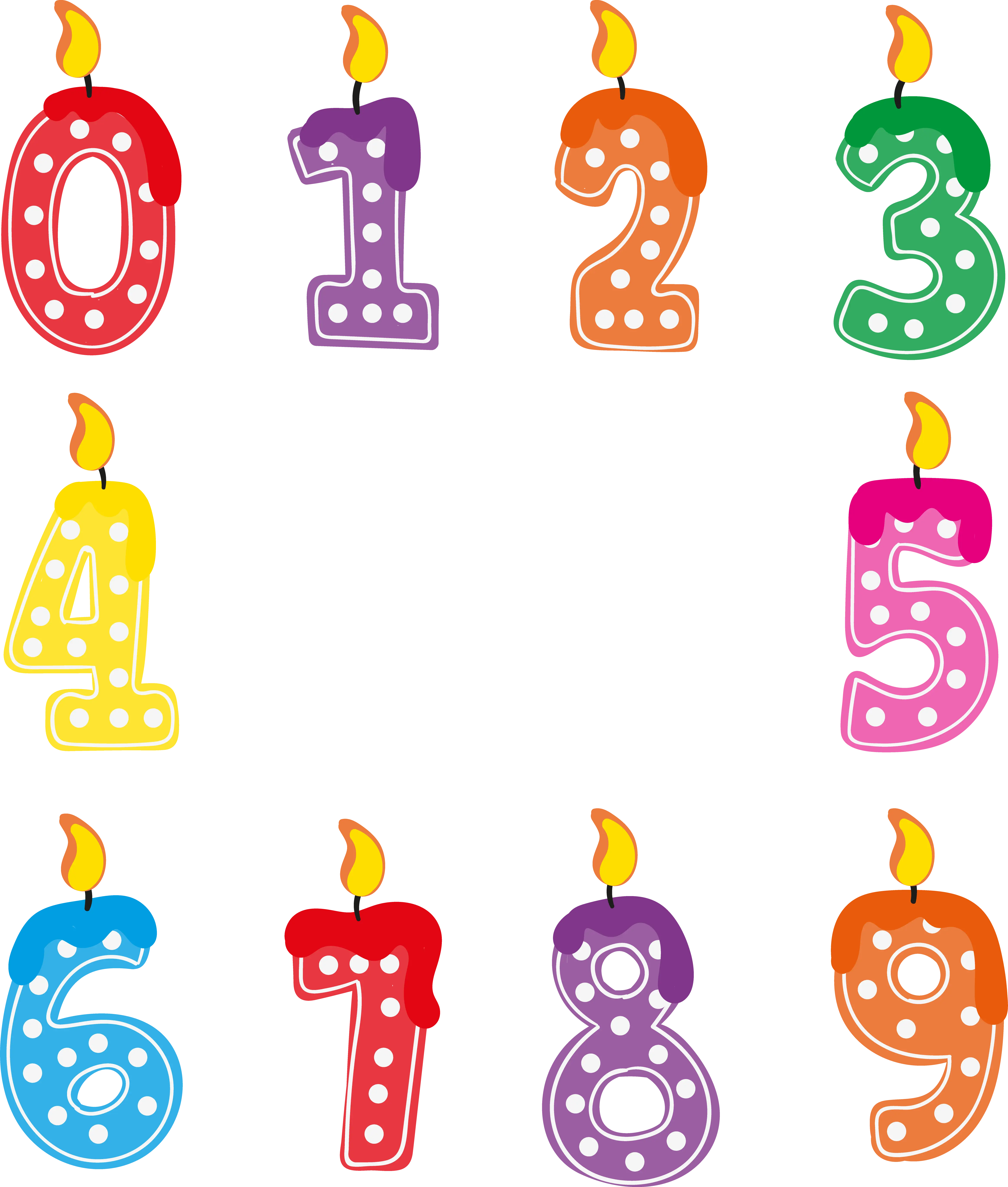Colorful Numbered Birthday Candles