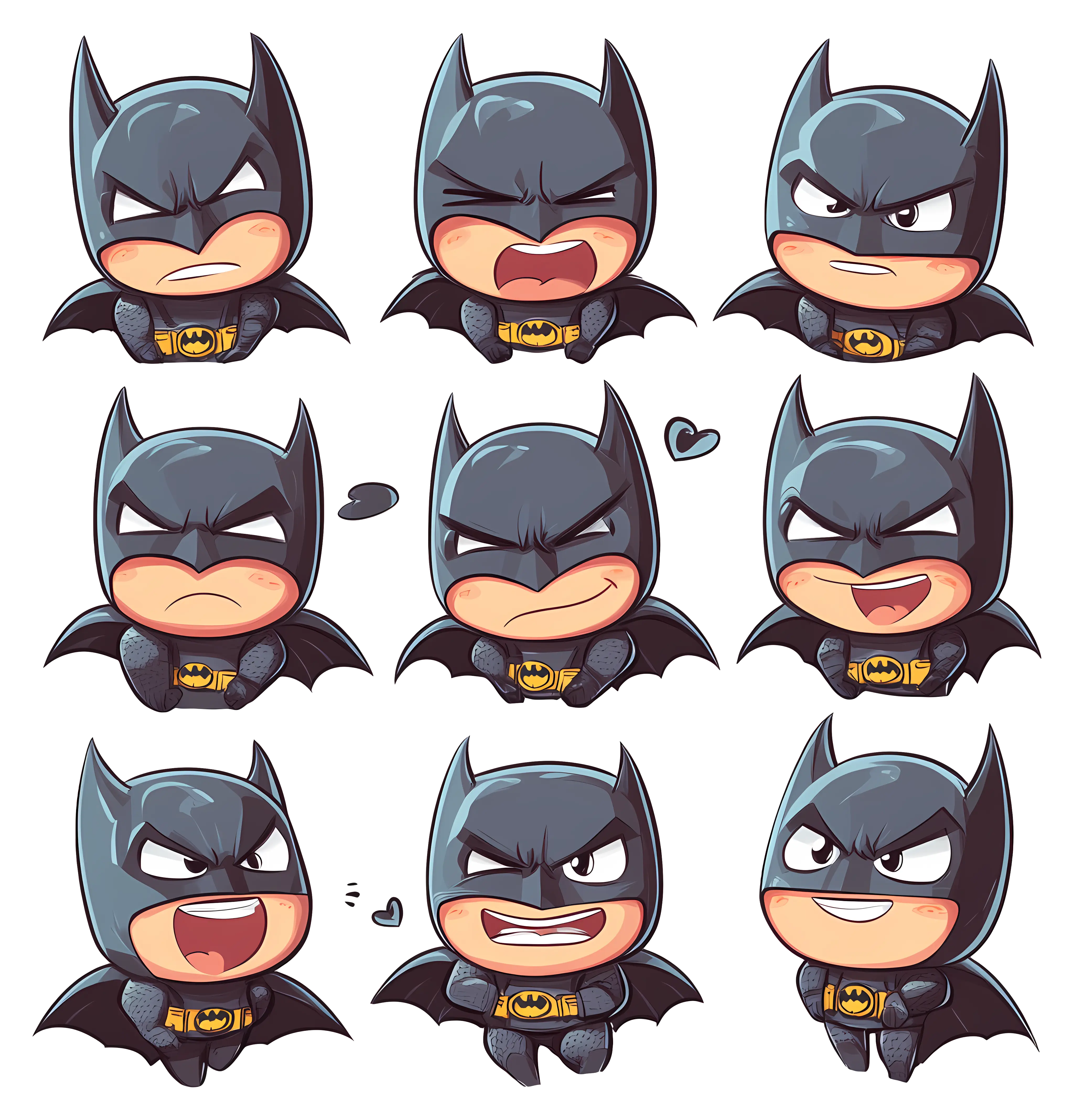 Cartoon Batman with Various Expressions