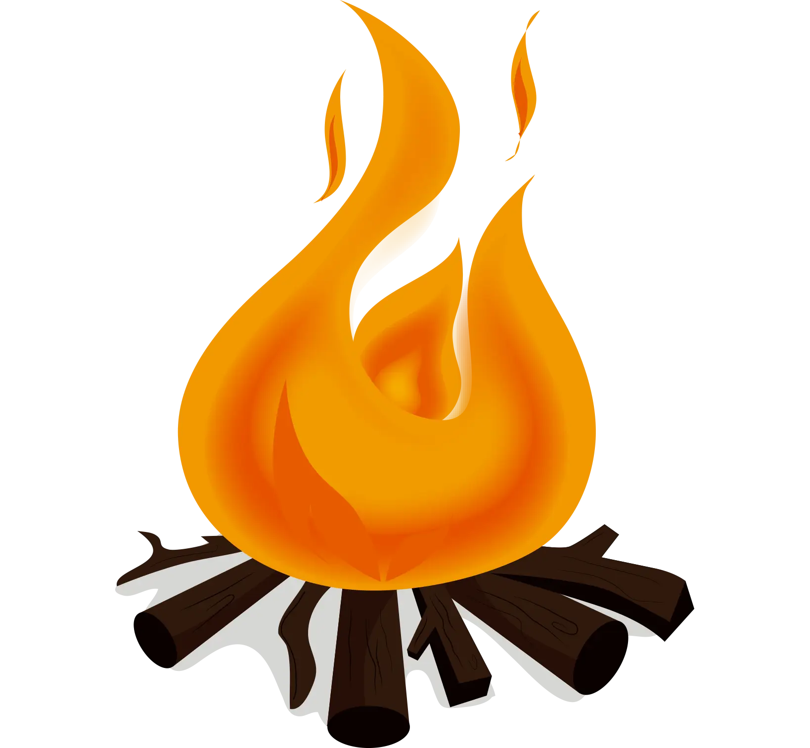 Burning Campfire with Logs and Bright Flames