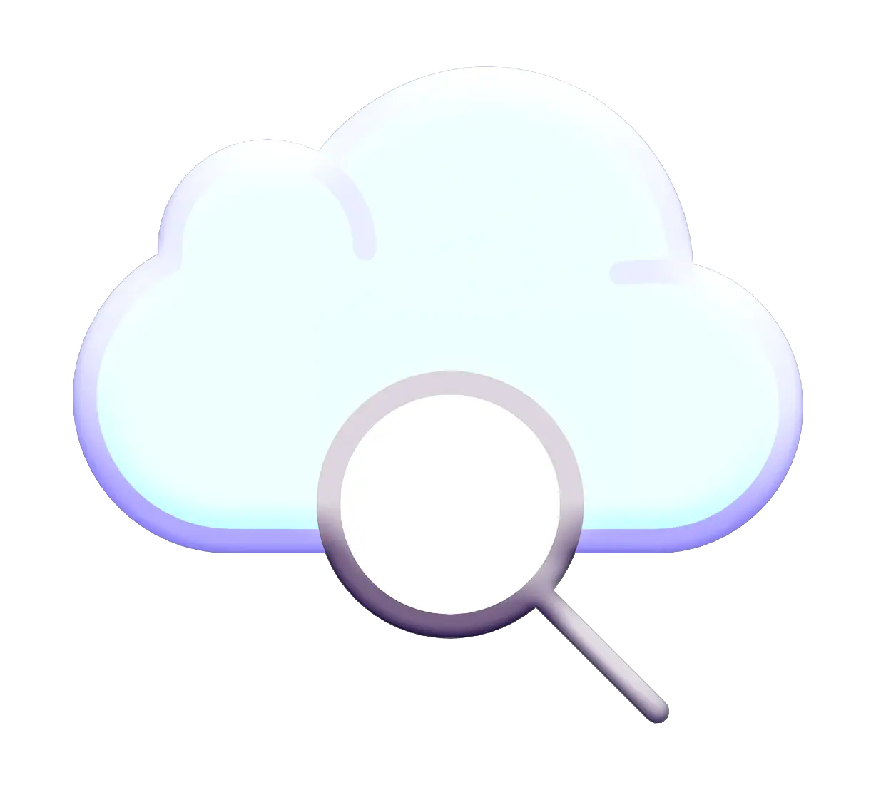 Cloud Symbol with Magnifying Glass for Search