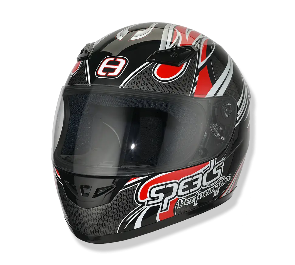 Black Motorcycle Helmet with Graphics Design