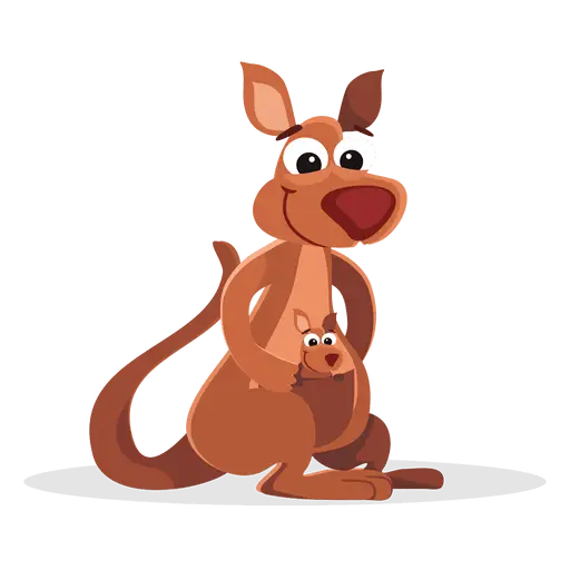 Cartoon Kangaroo with Joey Illustration