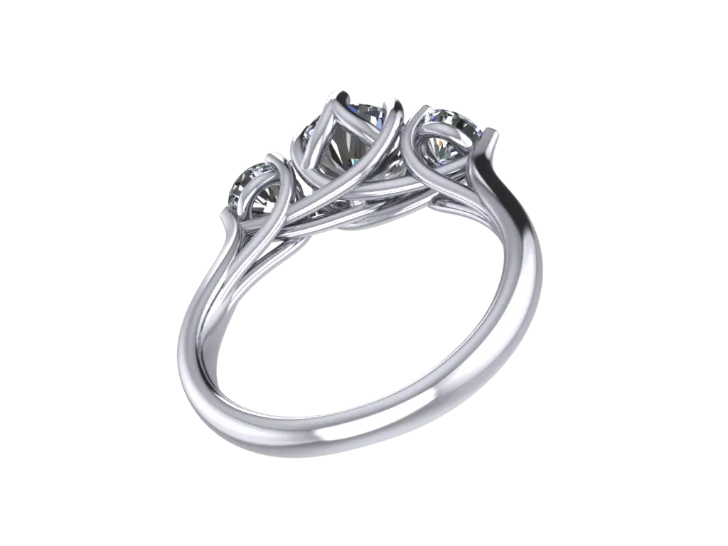 Elegant Silver Diamond Engagement Ring