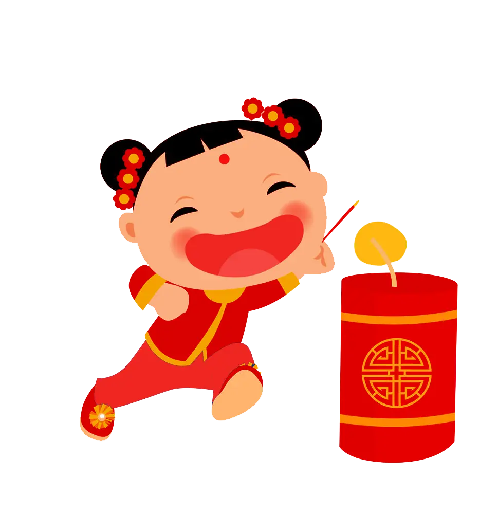 Happy Cartoon Child with Firecracker for Festive Celebration