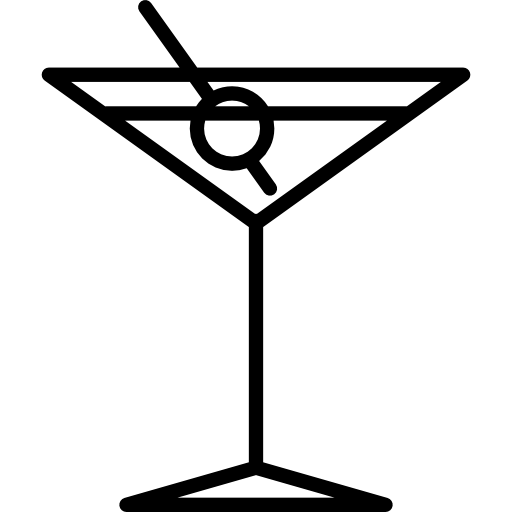 Modern Cocktail Glass Icon with Olive Garnish