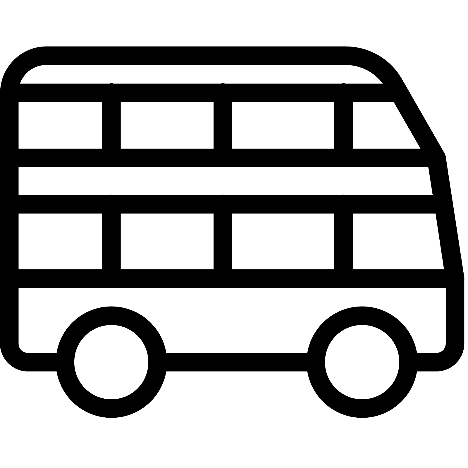 Double-Decker Bus Line Icon