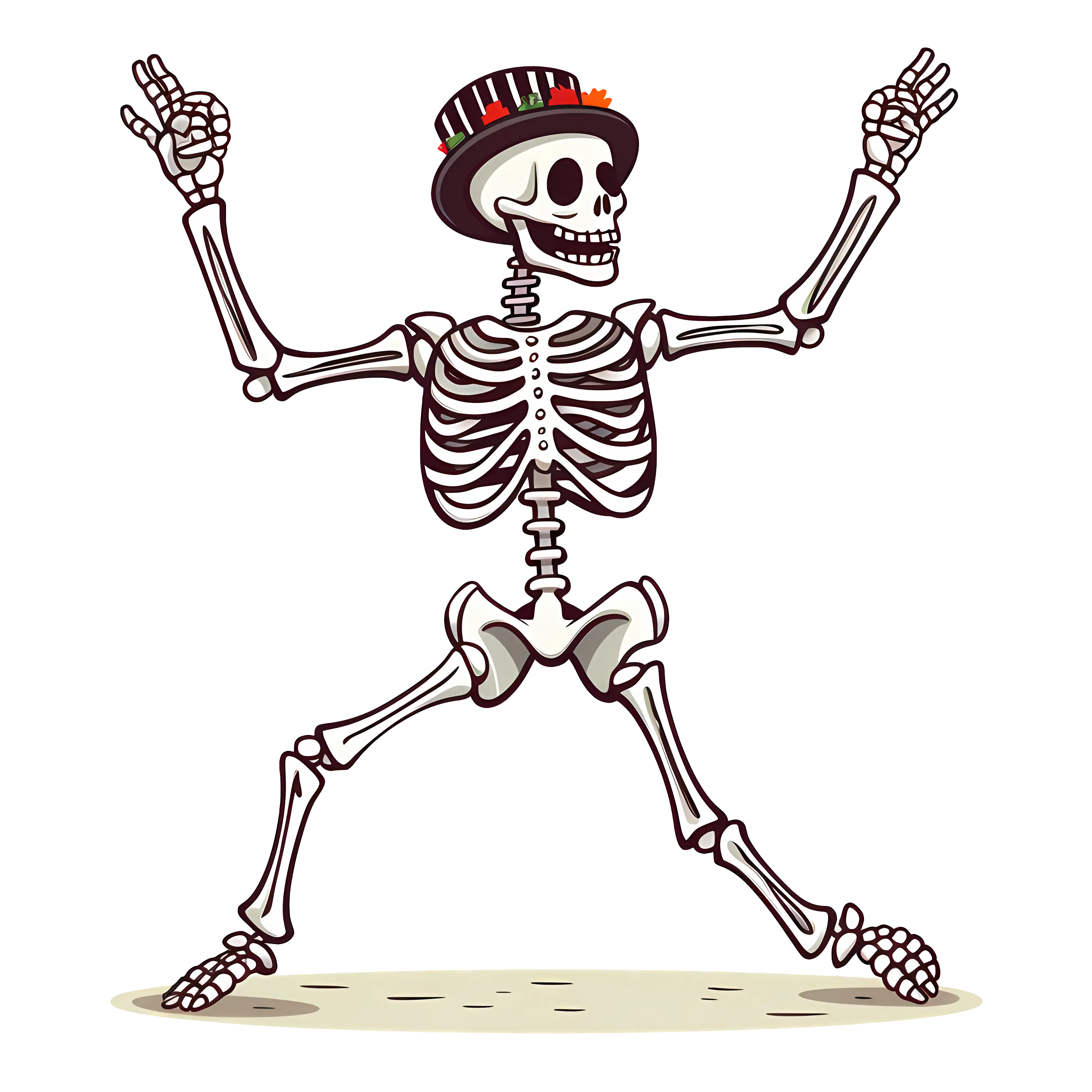 Dancing Skeleton Wearing Festive Hat