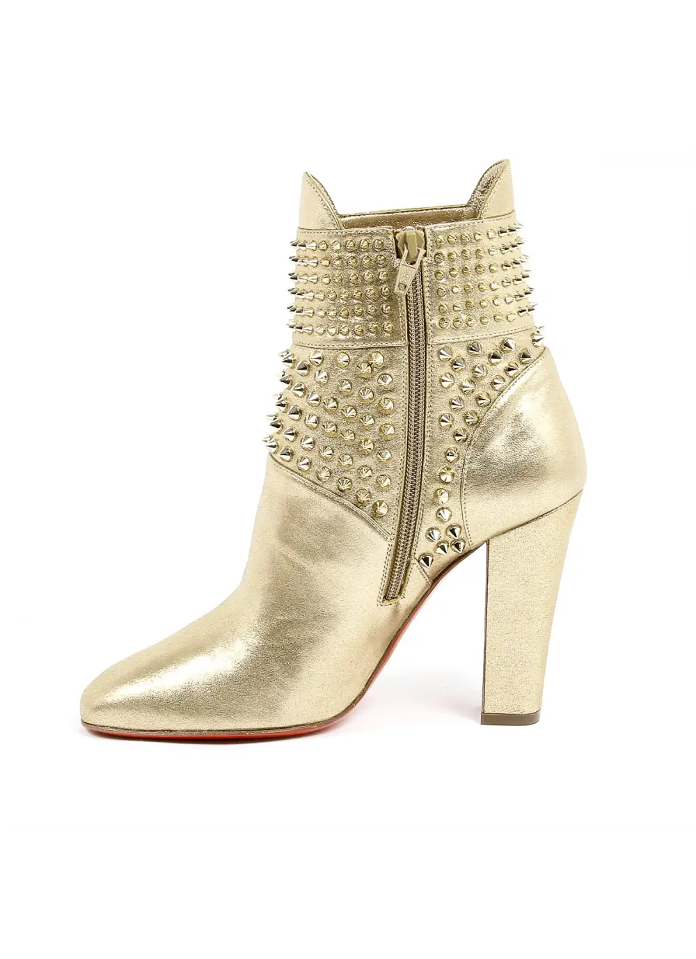 Golden Studded High-Heeled Boot