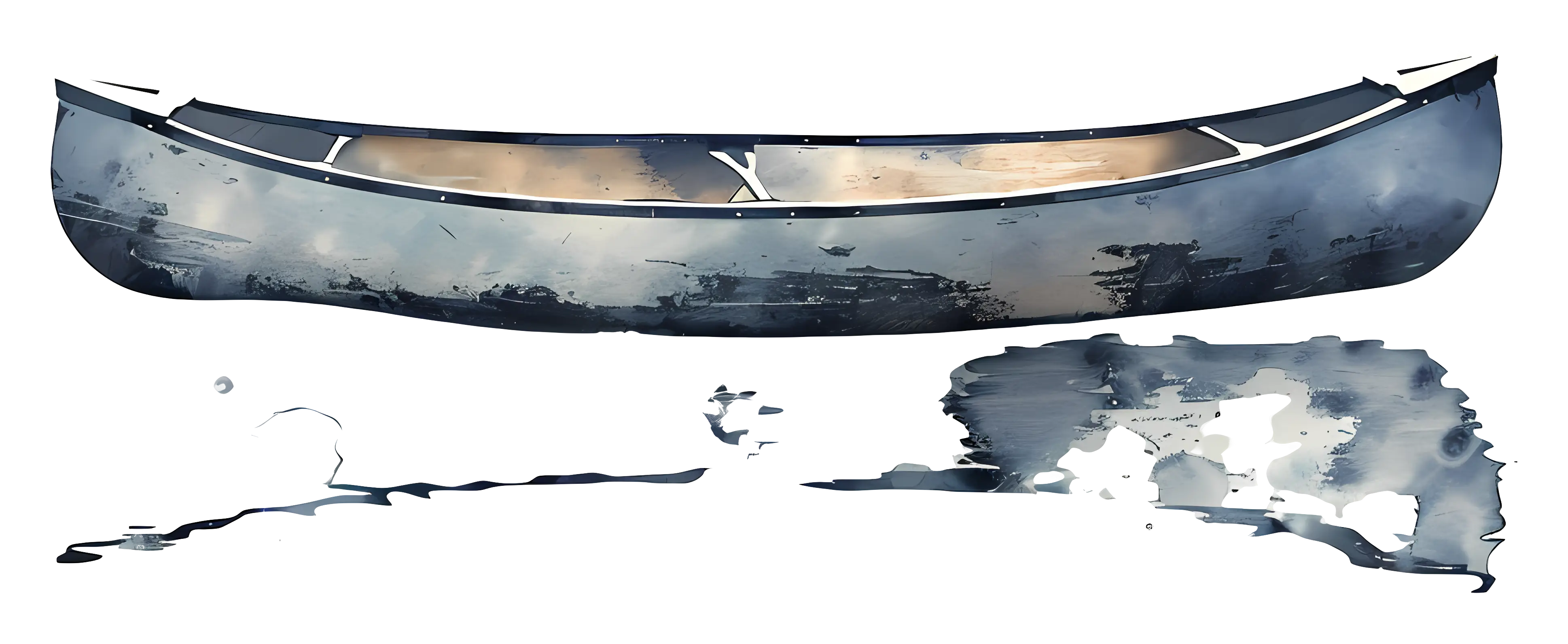 Canoe on Water with Reflection
