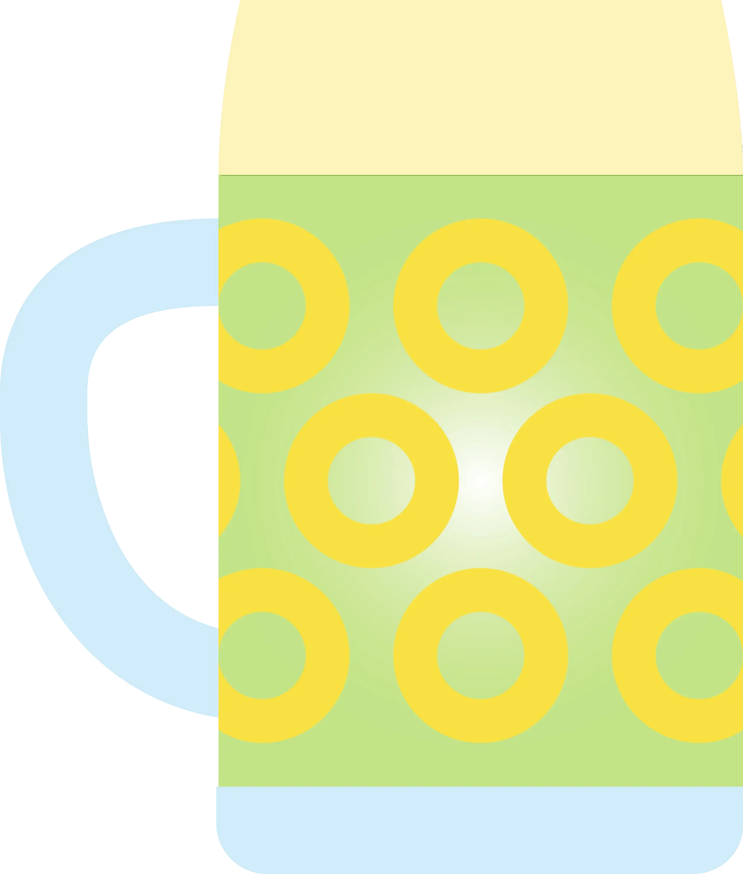 Green Mug with Yellow Circles Design