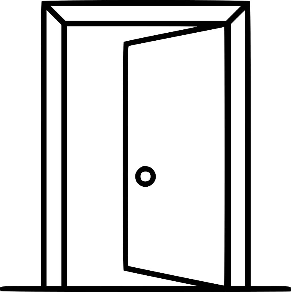 Open Door Icon in Black Outline