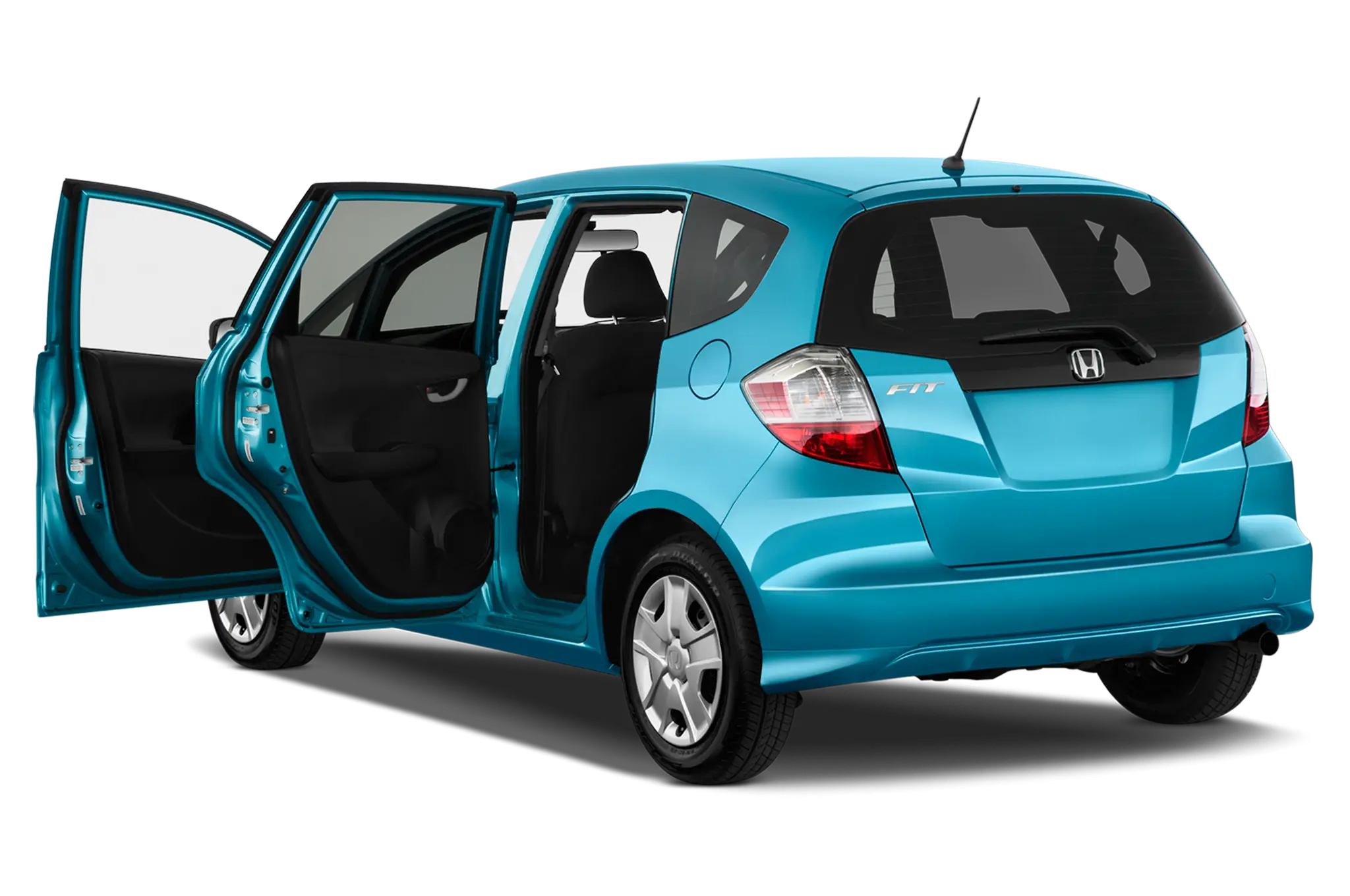 Blue Compact Car with Open Doors
