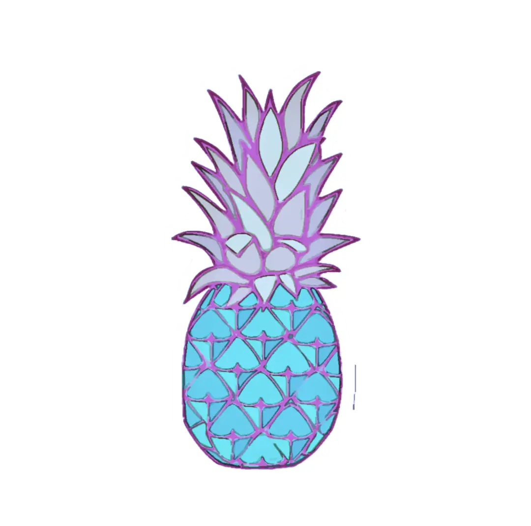 Doodled Blue Pineapple Illustration