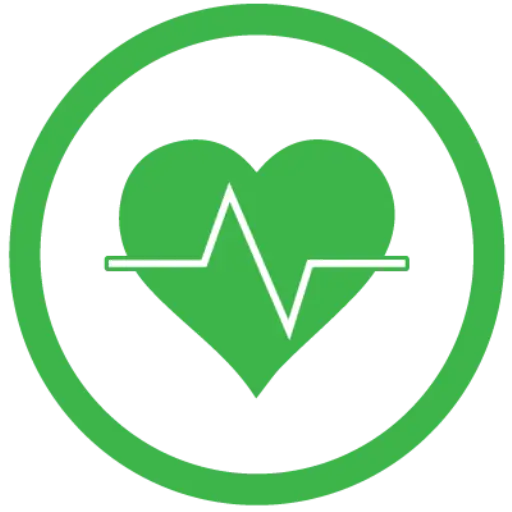 Green Heart Health Symbol with Lifeline