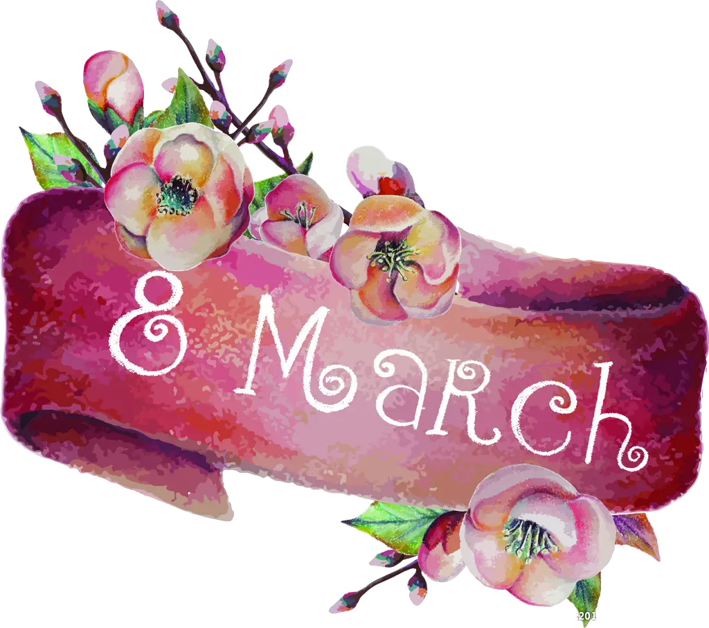 8 March International Women&#039;s Day Banner with Flowers