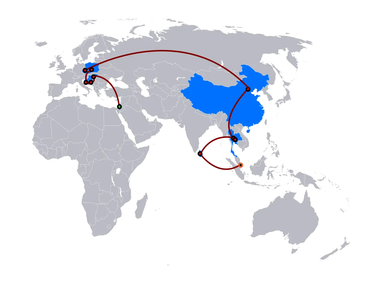 World Map with Travel Paths