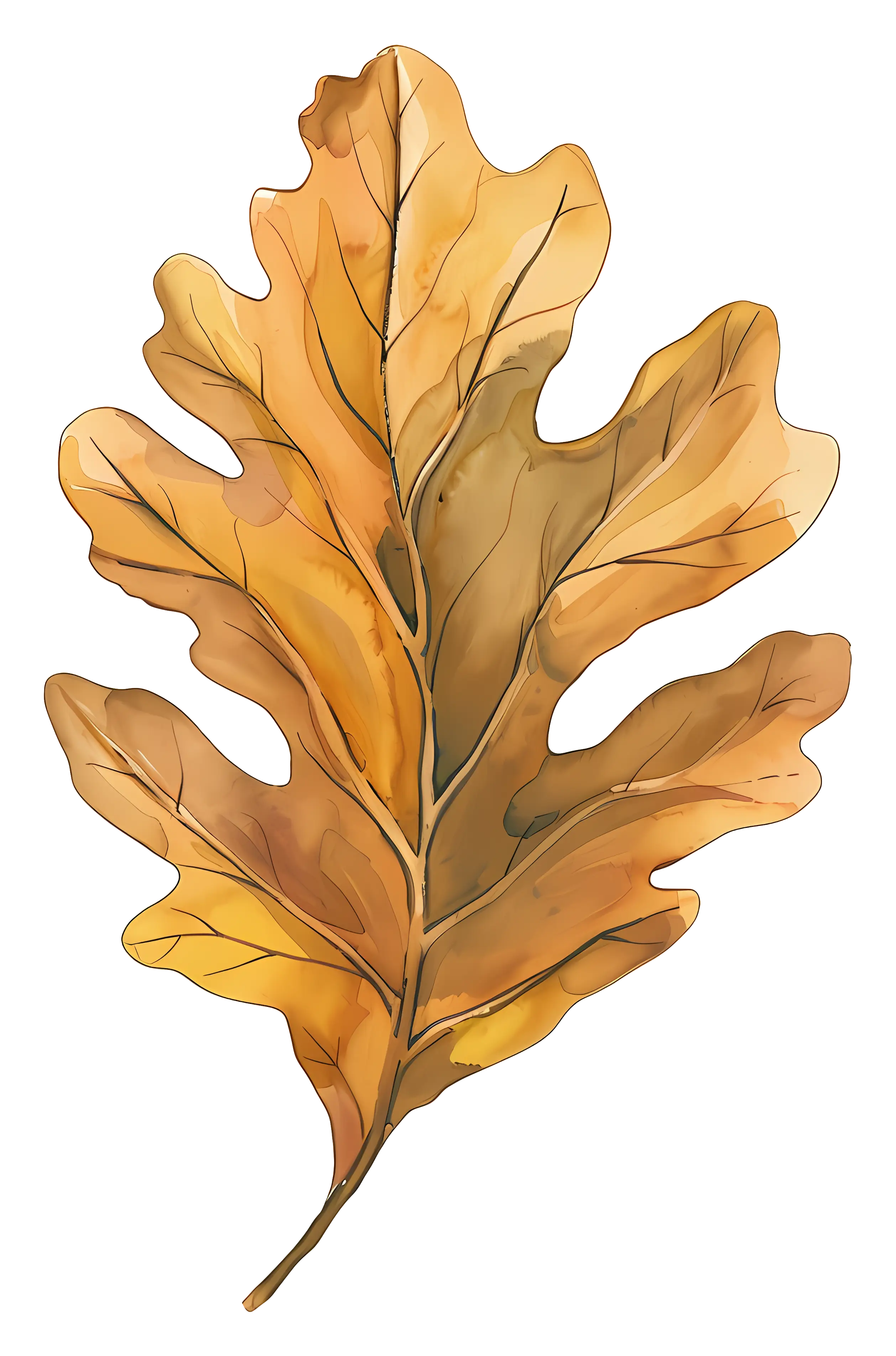 Golden Oak Leaf Illustration