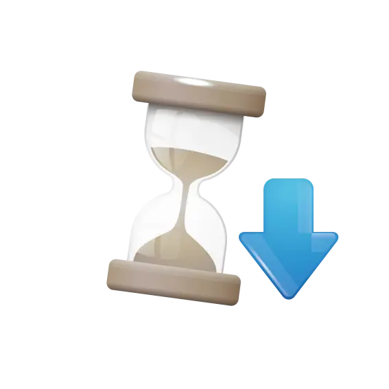Hourglass and Download Arrow Icon Illustration