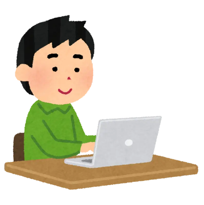 Cartoon Person Working on a Laptop
