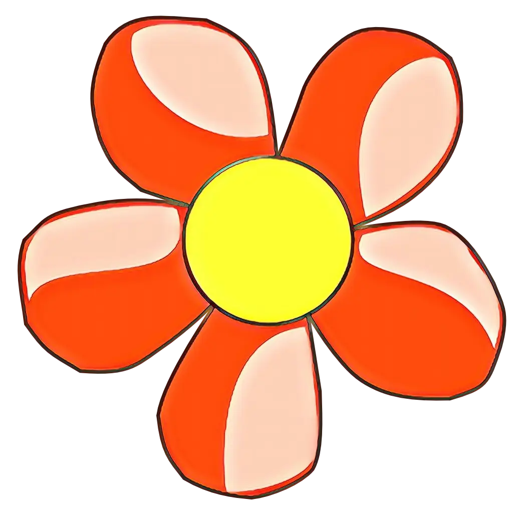 Cartoon Red and Yellow Flower Illustration