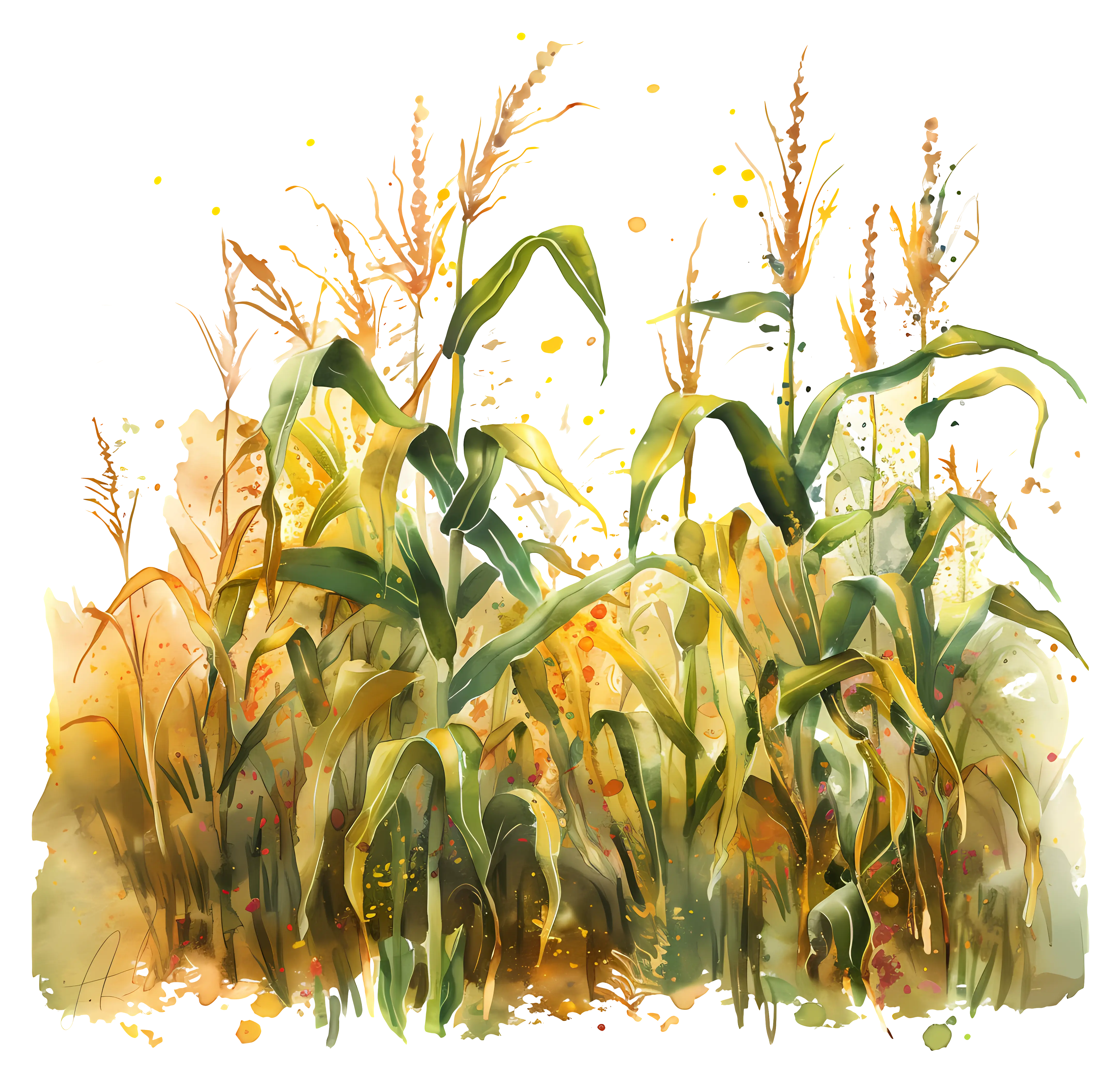 Watercolor Cornfield Artwork