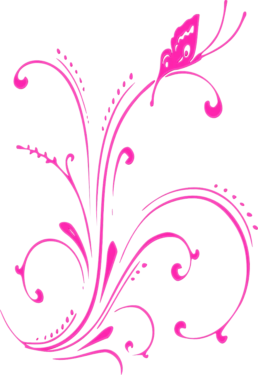 Elegant Pink Floral Swirl Illustration
