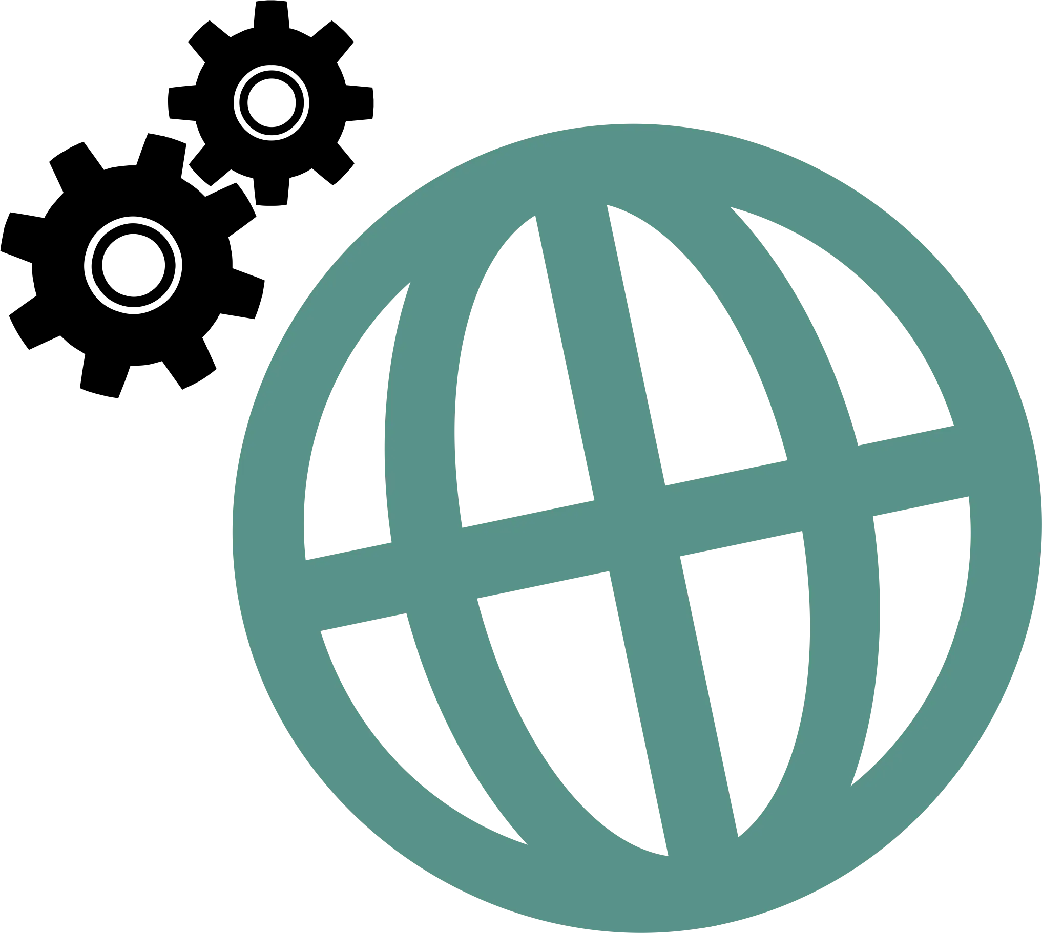 Global Network and Gear Icon for Technology Tools