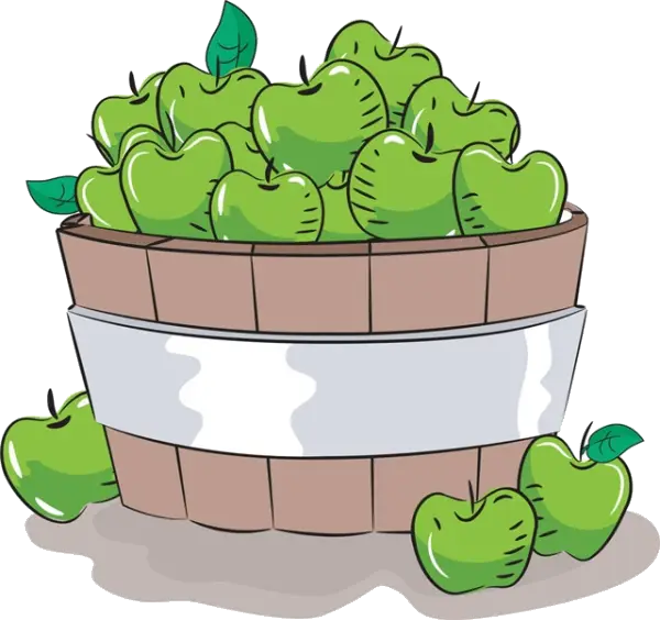 Green Apples in Wooden Basket