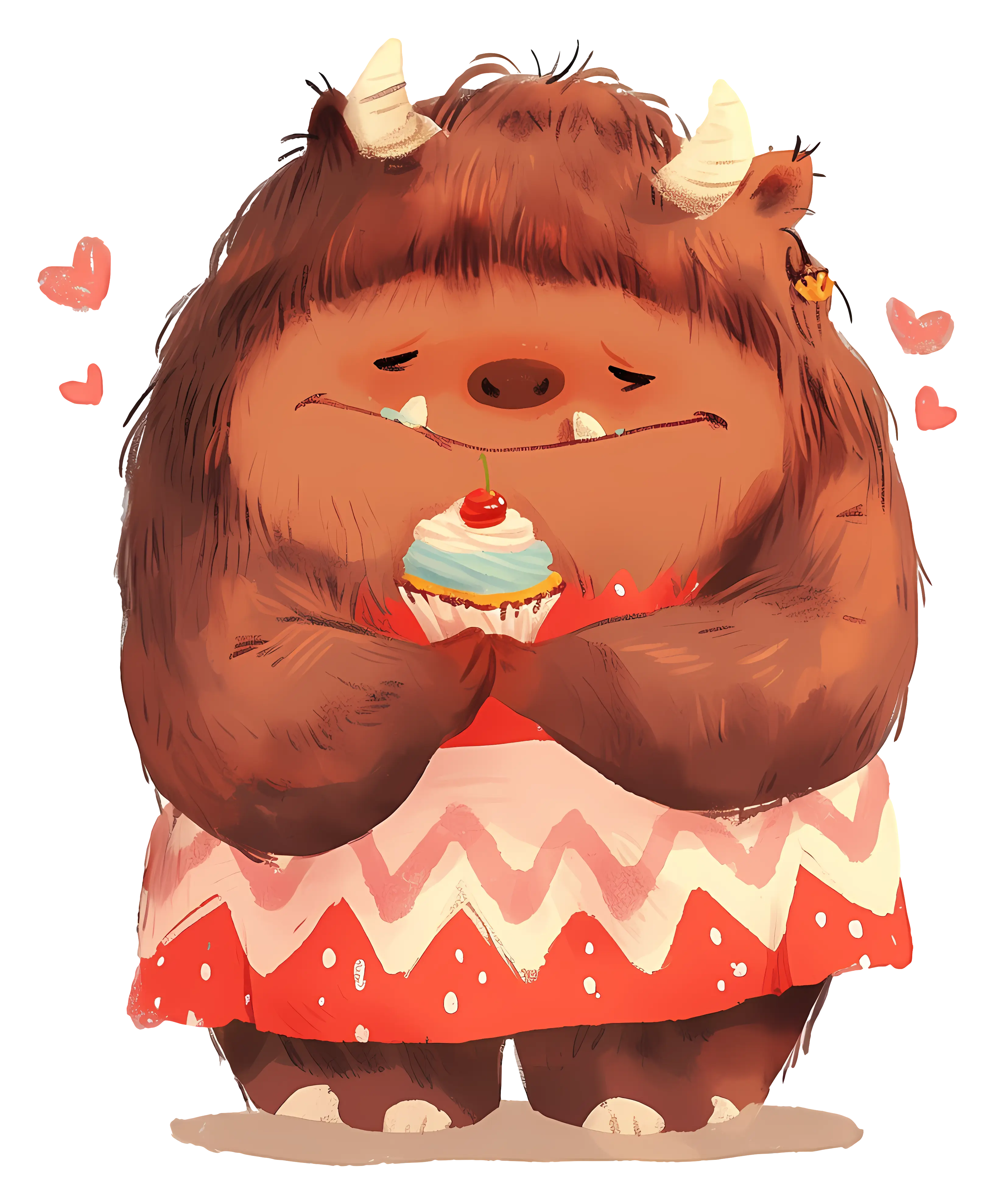 Cute Monster with Cupcake