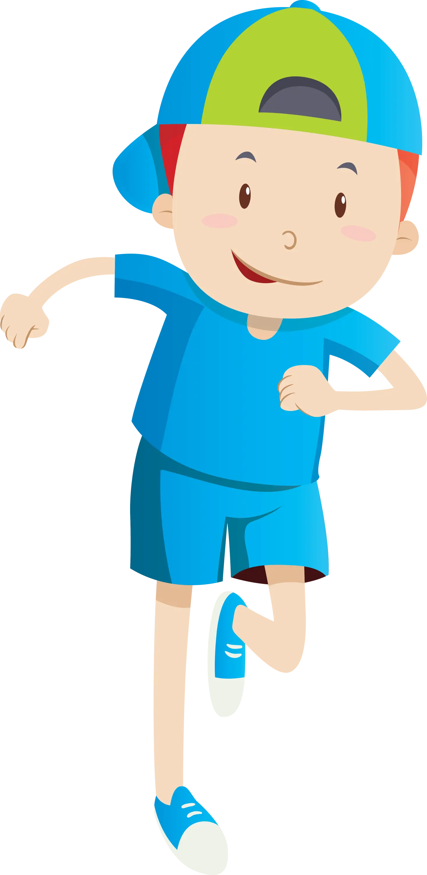 Running Boy Cartoon Character in Blue