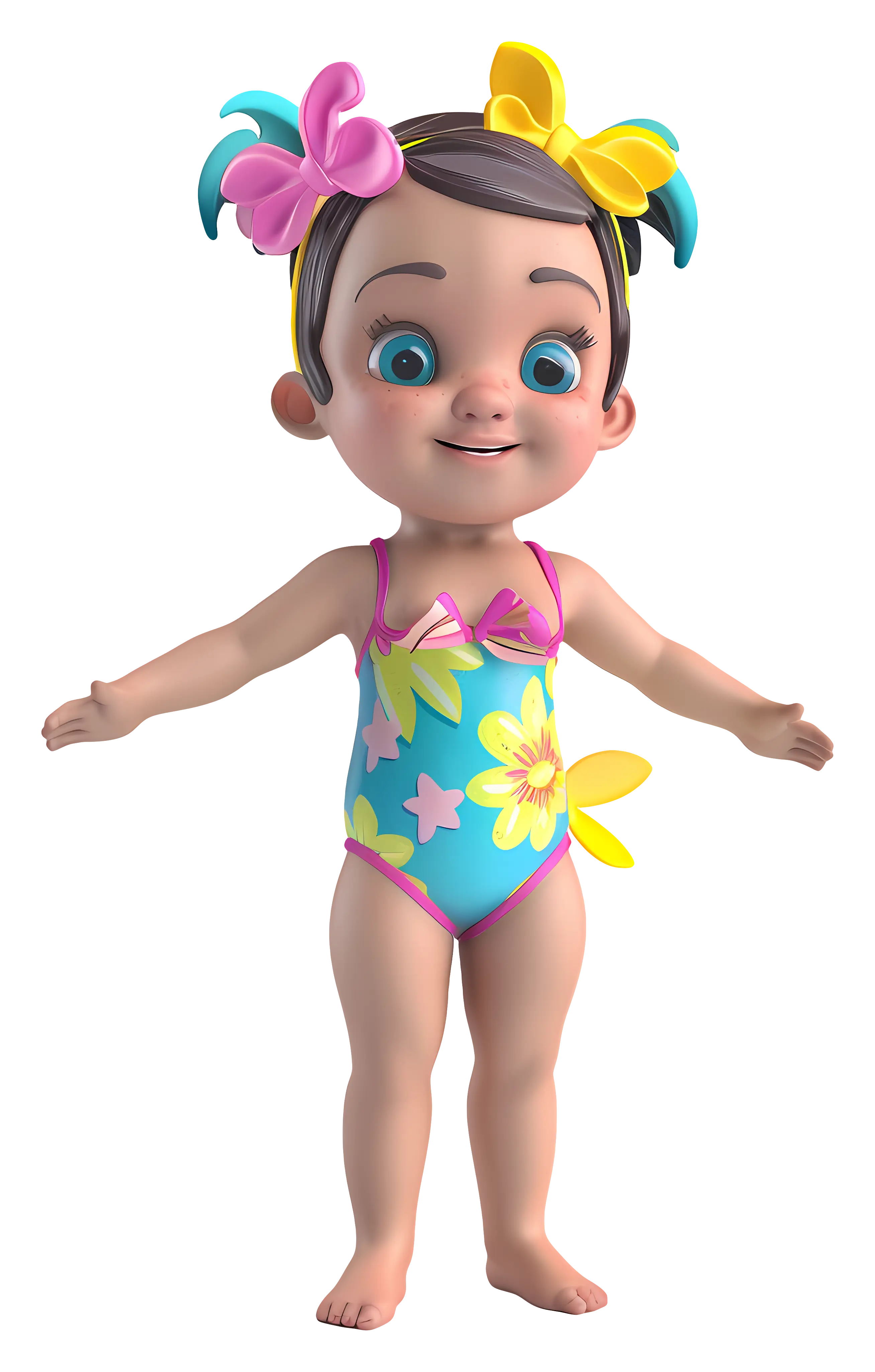 Animated Baby in Floral Swimsuit